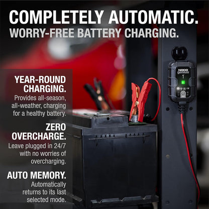 NOCO GENIUS1: 1A 6V/12V Smart-Batterieladegerät – Automatisches Erhaltungsladegerät, Trickle Charger & Desulfator mit Überladungsschutz & Temperaturkompensation – für Blei-Säure- & Lithiumbatterien