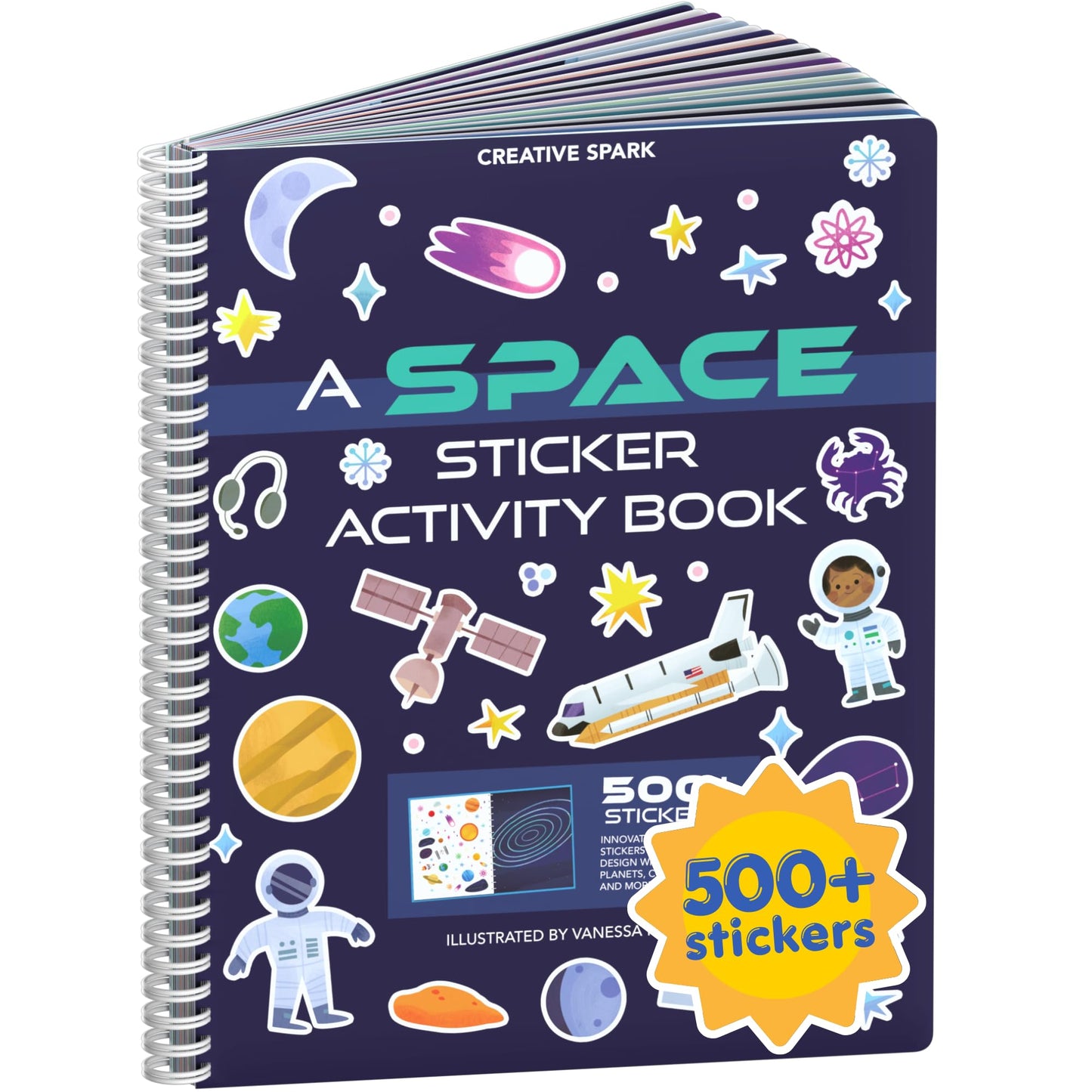 CUPKIN Animals Habitat 500+ Kids Sticker Book Toddler Airplane Travel Activity Coloring and Sticker Book, Road Trip Essentials, 12 Coloring Pages + 12 Scenes for Ages 2–8 Years