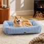 Bedsure ComfyFleece™ Cute Dog Bed for Small Medium Dogs - Washable Furry Puppy Beds, Rectangle Orthopedic Corduroy Fleece Pet Beds with Removable Zipper Cover, 25x21x7inches, Cream