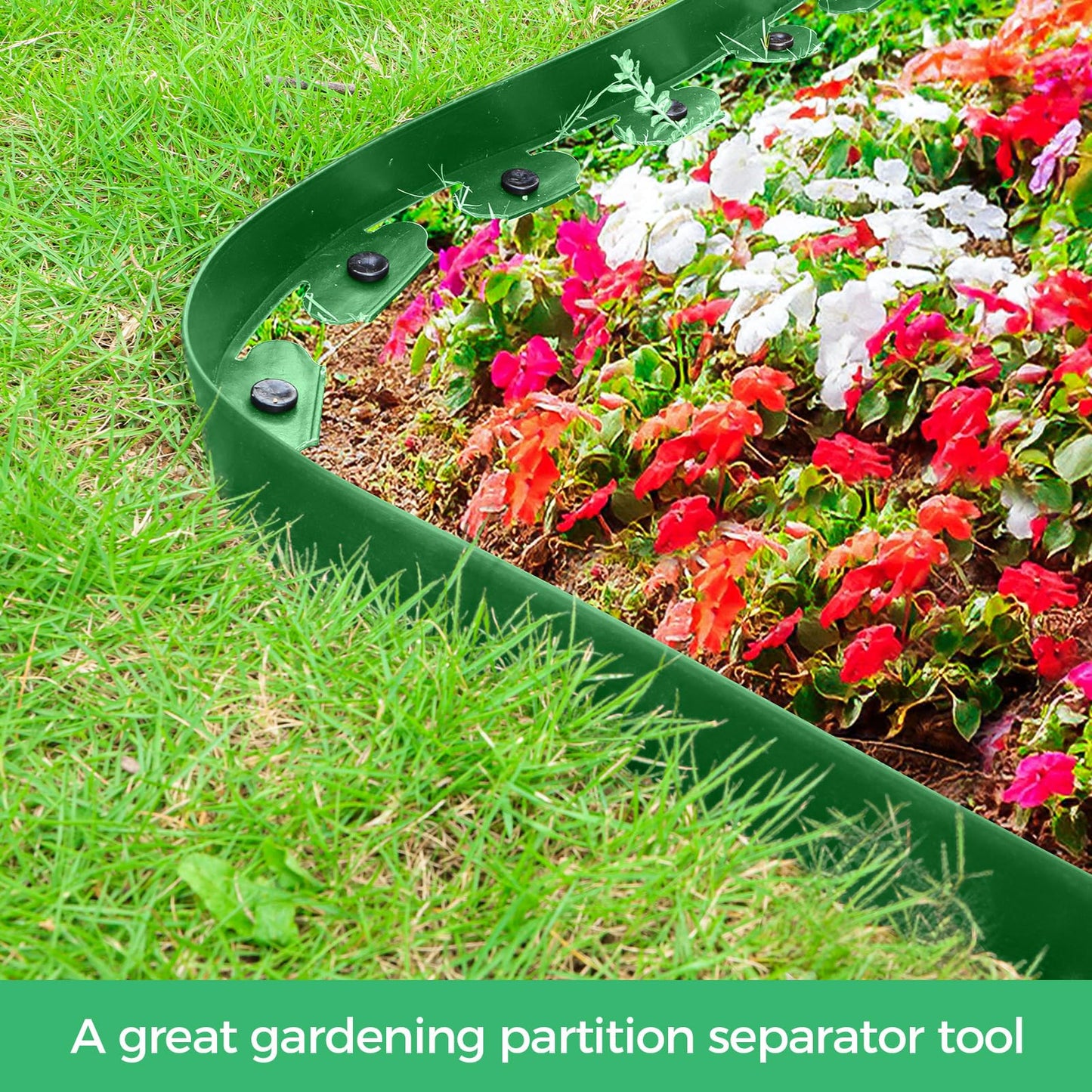 2-Inch x 66 FT Landscape Edging Border with 100 Spikes, No Dig Garden Border Edging Kit, Plastic Edging Border Flexible for Garden Flower Beds Lawn Yard Paver Pathway (Black)