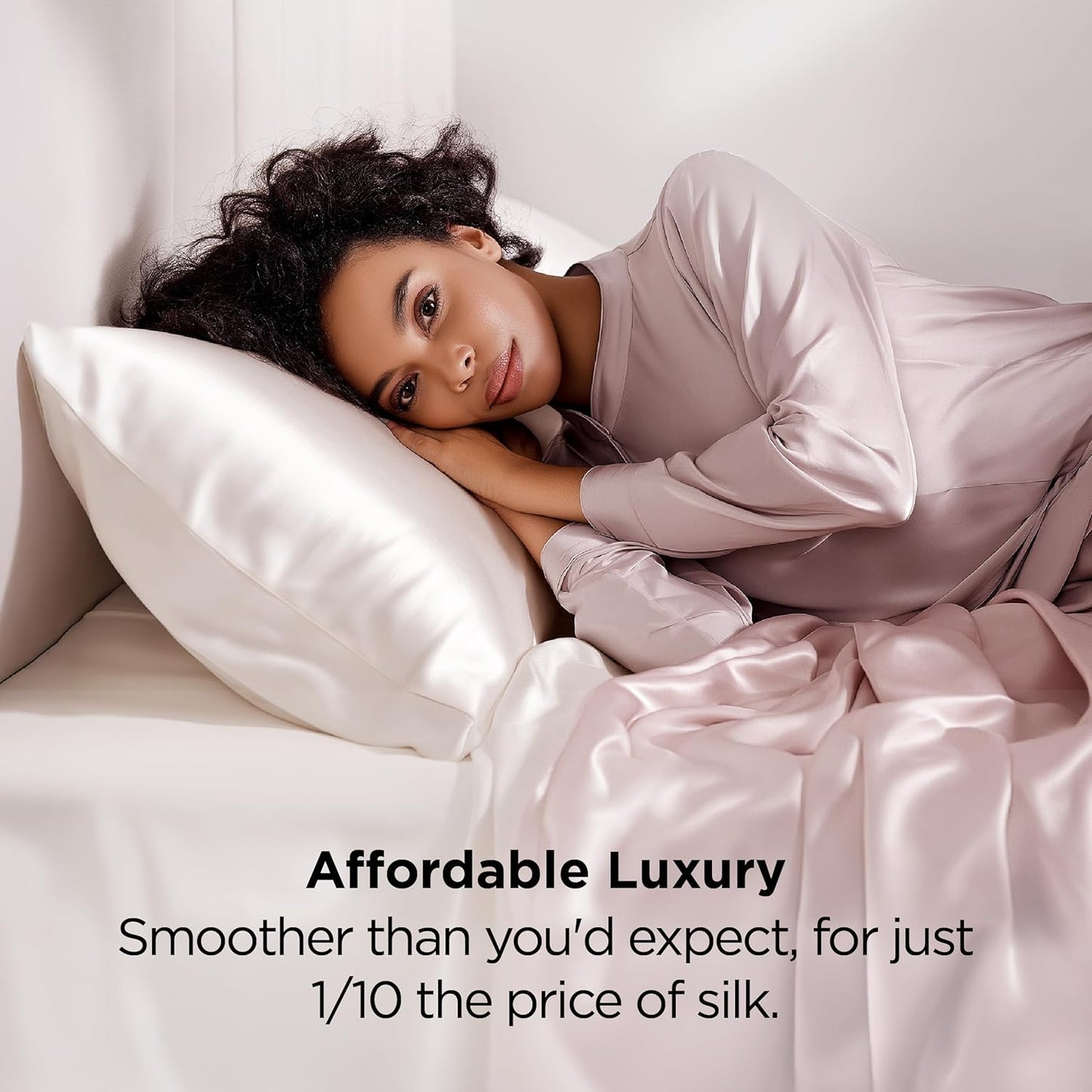 Bedsure Satin-Kissenbezug, Queen-Size, 2er-Pack, Seidenkissenbezügen ähnlich, seidige Kissenhüllen mit Hotelverschluss, Raumdeko, Valentinsgeschenke für Frauen und Männer, Grau, 50x75 cm