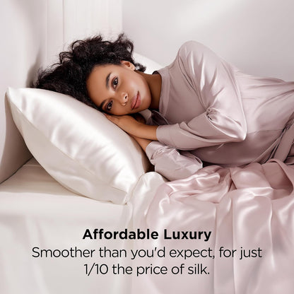 Bedsure Satin-Kissenbezug, Queen-Size, 2er-Pack, Seidenkissenbezügen ähnlich, seidige Kissenhüllen mit Hotelverschluss, Raumdeko, Valentinsgeschenke für Frauen und Männer, Grau, 50x75 cm