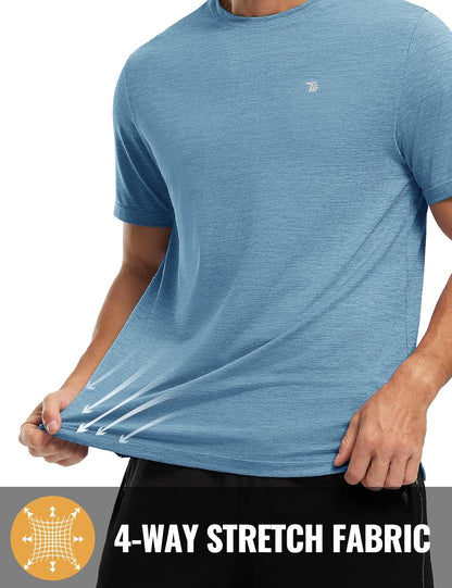 Rdruko Herren Kurzarm Trainingsshirts – Trockene Passform – Feuchtigkeitstransportierend – Für Laufen, Fitnessstudio, aktiven Sport
