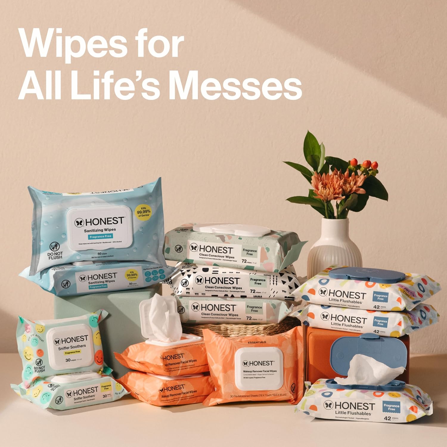The Honest Company Clean Conscious Unscented Wipes | Over 99% Water, Compostable, Plant-Based, Baby Wipes | Hypoallergenic for Sensitive Skin, EWG Verified | Pattern Play, 576 Count