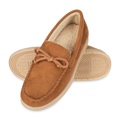 isotoner Men's Slip-on Indoor/Outdoor Microsuede Memory Foam Comfort Moccasin Slippers