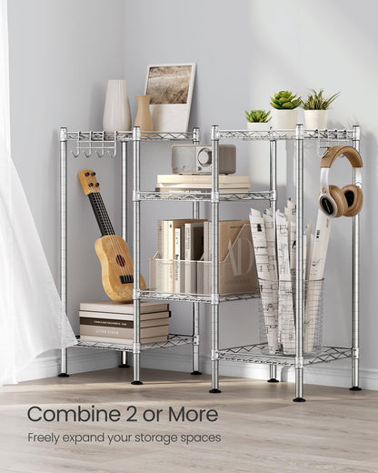 SONGMICS Storage Shelf, Small Metal Wire Shelving Unit, Adjustable Shelves, for Small Spaces, Garage, Bedroom, Living Room, Kitchen, Pantry, 5 Tier, 11.8 x 11.8 x 47.6 Inches, Ink Black ULGR123BH01