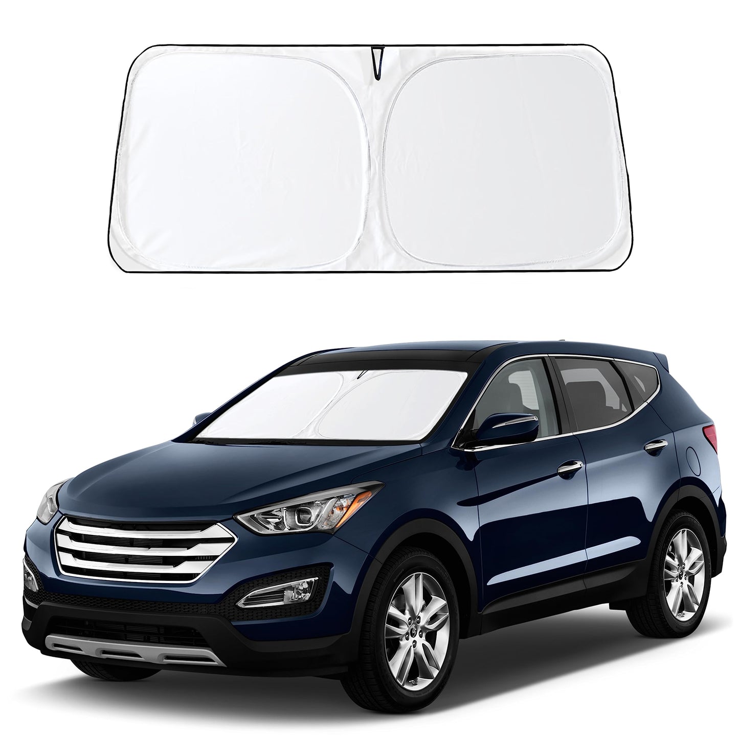 EcoNour Car Windshield Sunshade | Blocks 99% Heat & Keeps Interior Cool | Universal Fits Cars, SUVs, Trucks | Automotive Sun Screen, Visor & Car Accessories for Summer | Medium (64x32 Inches)