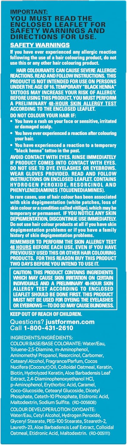 Just For Men Bart- & Schnurrbartfarbe, Bartfarbe für Männer mit inklusivem Pinsel für einfaches Auftragen, mit Biotin, Aloe und Kokosnussöl für gesundes Barthaar, Dunkelbraun, M-45 (1 Stück), Verpackung kann variieren