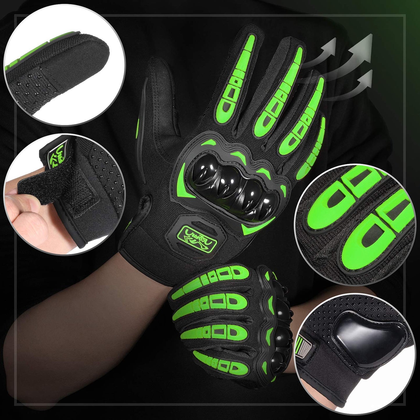 COFIT Motorradhandschuhe atmungsaktiv, Touchscreen Motorradhandschuhe Anti-Rutsch mit gutem Halt Harte Knöchel Protektion für Herren Damen Motocross, BMX ATV MTB Radfahren, Straßenrennen