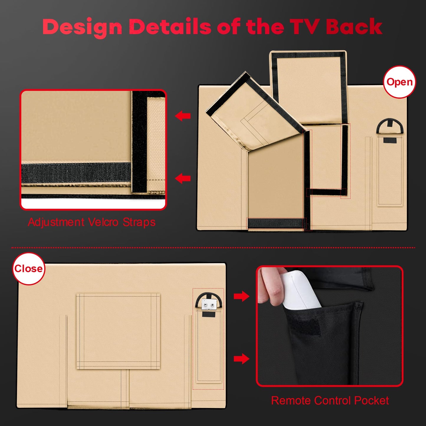 Zettum Outdoor TV Cover 58 Inch - 600D TV Cover Weatherproof & Waterproof for 55 to 58 Inch Outdoor TV, Heavy Duty TV Enclosure Protector for Outside Flat Screen TV (Size: 55"L x 6"D x 36"H)