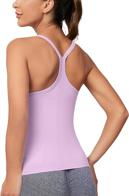 MathCat Workout Tank Tops für Damen mit integriertem BH, ärmellose Gym Tops Nahtlose Racerback Athletic Yoga Shirts