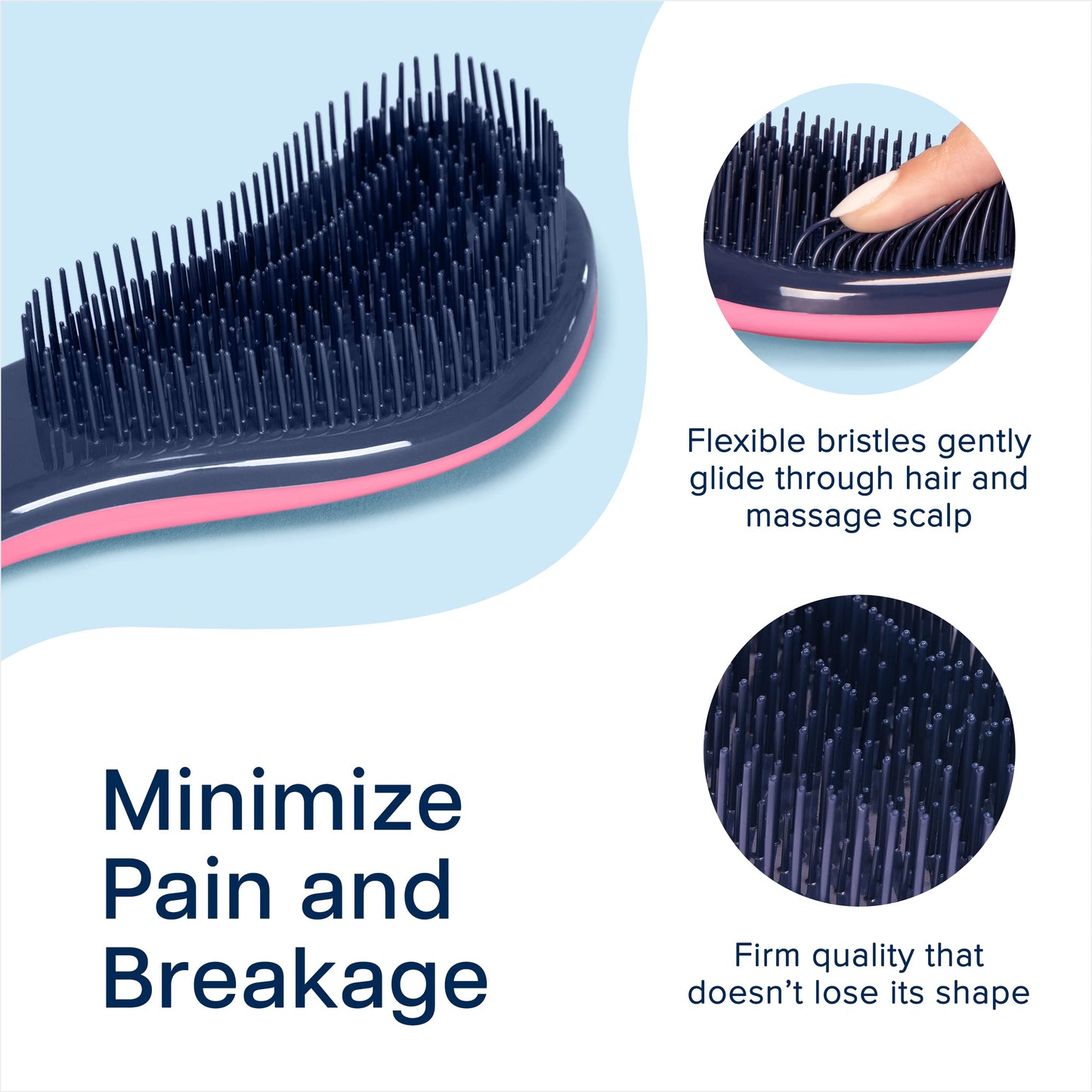 Crave Naturals Glide Thru Entwirrbürste für Erwachsene und Kinder. Entwirrbürste für natürliches, lockiges, glattes, nasses oder trockenes Haar. Haarbürsten für Frauen. Stylingbürste (Blau)