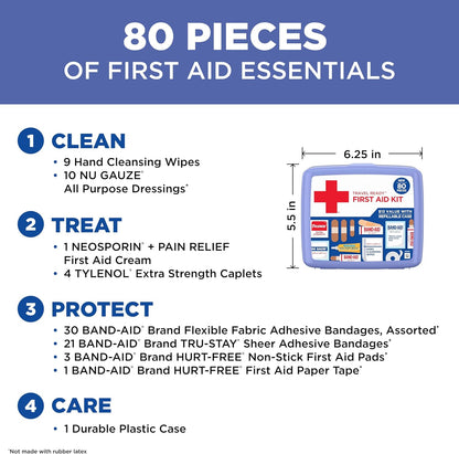 BAND-AID Brand Travel Ready Portable Emergency First Aid Kit