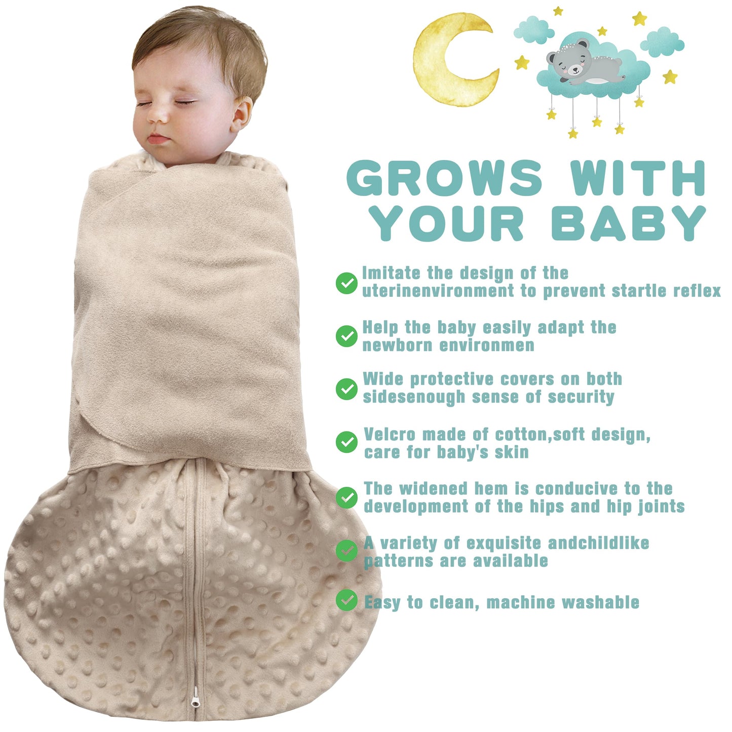 BSTOPPT Fleece Newborn Sleep Sack Baby Swaddle,3-Way Adjustable Wearable Blanket,2 Pack Fleece Swaddling sleeping bag TOG 2.0， (Blue&Green, 0-3 Months)