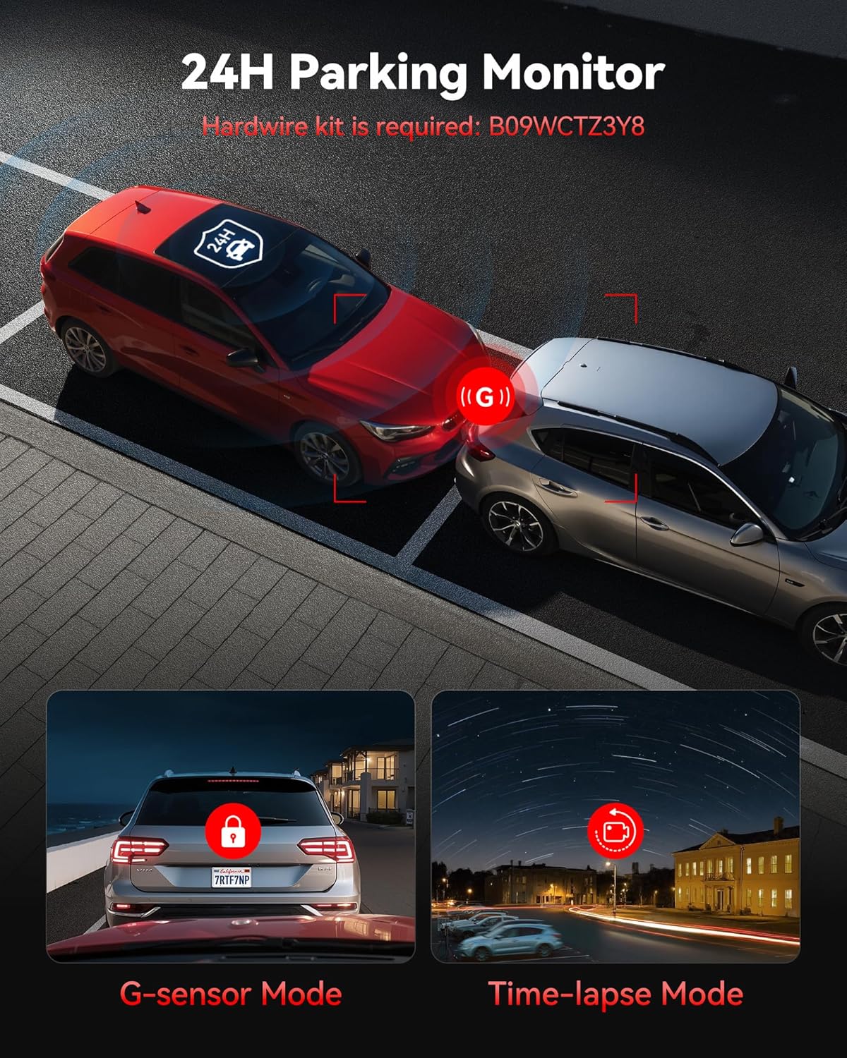 REDTIGER 4K Dashcam vorne und hinten mit STARVIS 2, 5,8 GHz Wi-Fi Dash Kamera für Autos, 128 GB Karte enthalten, GPS, 3,18 Zoll IPS-Bildschirm, Nachtsicht, 170° Weitwinkel, WDR, 24H Parkmodus (F7NP)
