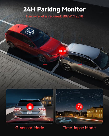 REDTIGER 4K Dashcam vorne und hinten mit STARVIS 2, 5,8 GHz Wi-Fi Dash Kamera für Autos, 128 GB Karte enthalten, GPS, 3,18 Zoll IPS-Bildschirm, Nachtsicht, 170° Weitwinkel, WDR, 24H Parkmodus (F7NP)