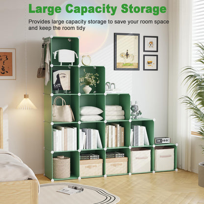 C&AHOME Cube Storage Organizer, 16-Cube Shelves Units, Plastic Storage Cubes, DIY Closet Organizer, Modular Closet Storage Shelves Ideal for Home, Bedroom, 48.4" L × 12.4" W × 48.4" H Black SUM3016H