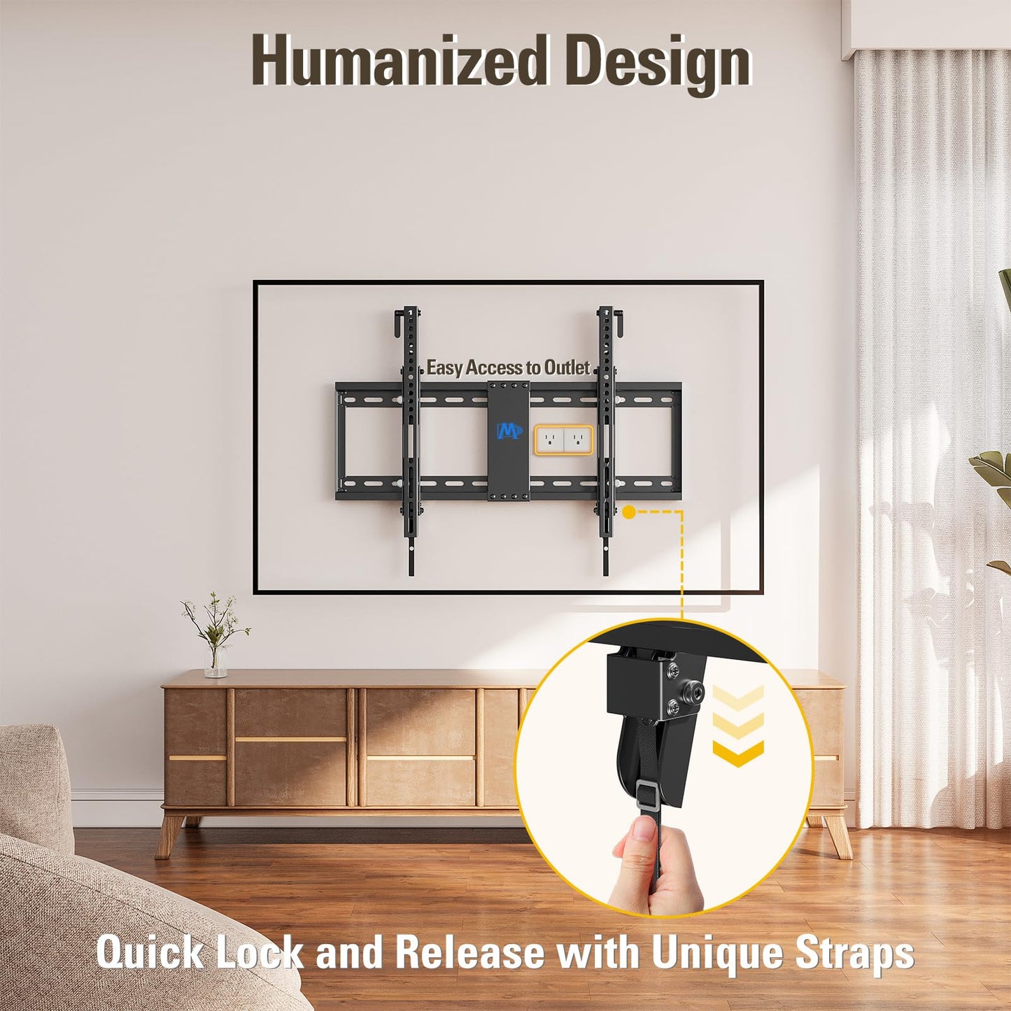 Mounting Dream TV-Wandhalterung für die meisten 37-75-Zoll-Fernseher, universelle neigbare TV-Halterung passend für 16", 18", 24" Ständer mit Tragkraft 132lbs, Max Vesa 600 x 400mm, flache TV-Wandhalterung mit niedrigem Profil
