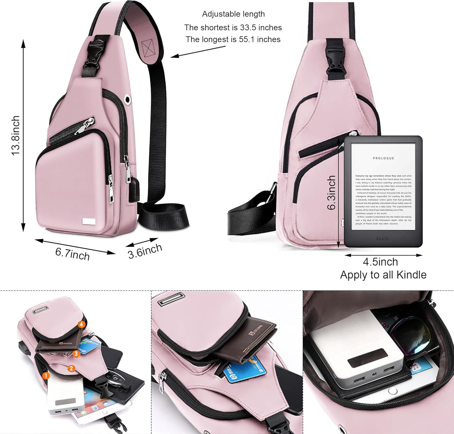 Wasserdichte Sling Bag Umhängetasche für Herren Damen Sling Rucksack Wanderrucksack Mehrzweck Cross Body Brusttasche