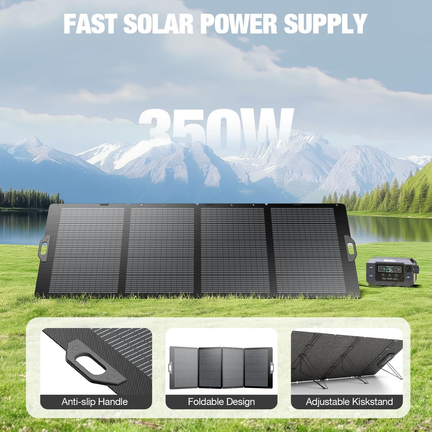 100W Portable Solar Panel, 23.5% High Efficiency ETFE Foldable Solar Charger for Power Station Generator, IP65 Waterproof with Kickstands, 18V Output for RV Camping Van Off-Grid Outdoor