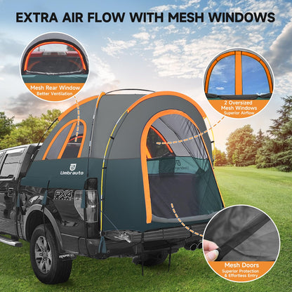 Truck Bed Tent 5.5-6ft: Easy Set Up Umburato Pickup Truck Tents for Camping, Waterproof PU3000mm Canopy for Truck Camper, Portable, Spacious for 2 Person Green