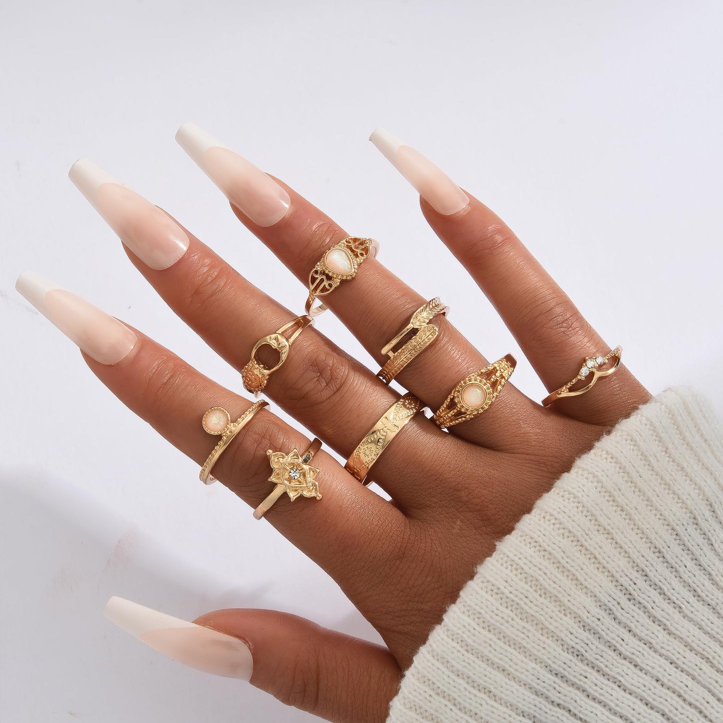 FAXHION 24-60 Pcs Gold Stackable Rings for Women, Knuckle Rings Chunky Gold Ring Set Dainty Stacking Cute Rings, Multiple Sizes Cute Jewelry Set Gift