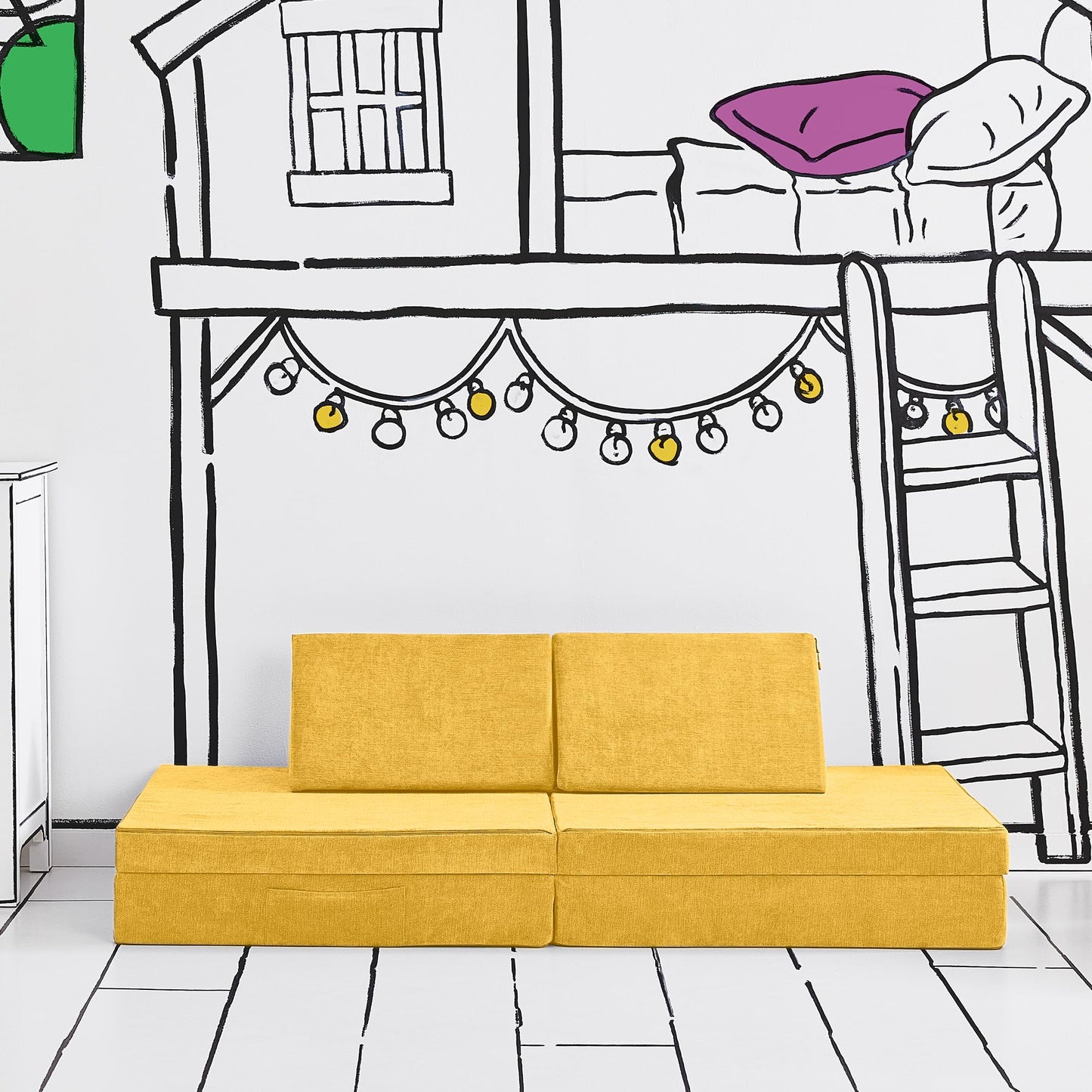 Yourigami Kids and Toddler Play Gym, Playroom Couch Set, Durable Modular Design, Green Meadows