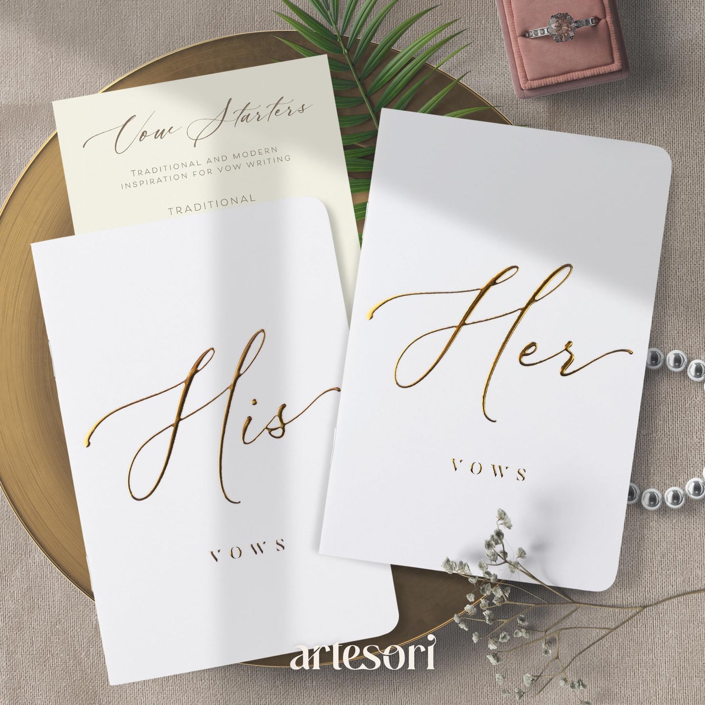 ARTESORI Premium Ehegelübde-Buch für Sie & Ihn, Soft-Touch, Goldfolie, 28 linierte Seiten, Ehegelübde-Bücher für Sie und Ihn, Hochzeits-Essentials, Hochzeits-Geschenkideen, Geschenke für Sie und Ihn [Weiß & Schwarz]
