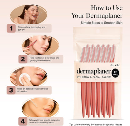 Kitsch Dermaplaning-Rasierer für Damen & Herren – Gesichtsrasierer, Augenbrauenrasierer & Gesichtshaarentferner – Peeling-Gesichtsrasierer & Hautpflege-Tool für glattere Haut – Terracotta, 12 Stück