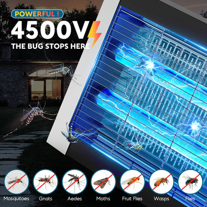 Solar Bug Zapper Outdoor, Waterproof Mosquito Zapper Outdoor Solar Powered, 4500V Electric Bug Zapper Indoor w/Smart Light Sensor, Mosquito Trap Fly Zapper for Patio Kitchen Garage Yard Camping