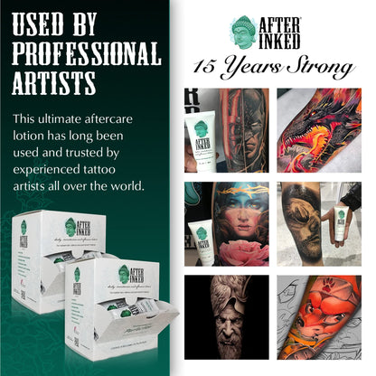 After Inked Tattoo Aftercare Lotion – Moisturizing Balm for Inked Skin, As Seen on INK MASTER – Hydrating Cream with Grape Seed Oil, Skin Nourishment & Daily Maintenance– 3 Fluid oz Tube (12-Pack)