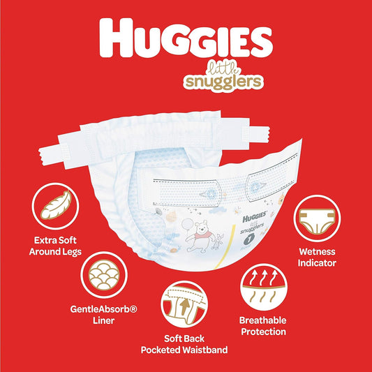 HUGGIES Newborn Diapers - HUGGIES Little Snugglers Disposable Baby Diapers, 84ct, Giga Pack