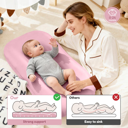 Baby Lounger & Snuggle Nest for Newborn 0-24 Months, Baby Nest Supervised Breathable Cotton for Newborn, Breathable Portable Infant Lounnger for Travel and Home, Pink (Lounger Cover Included)