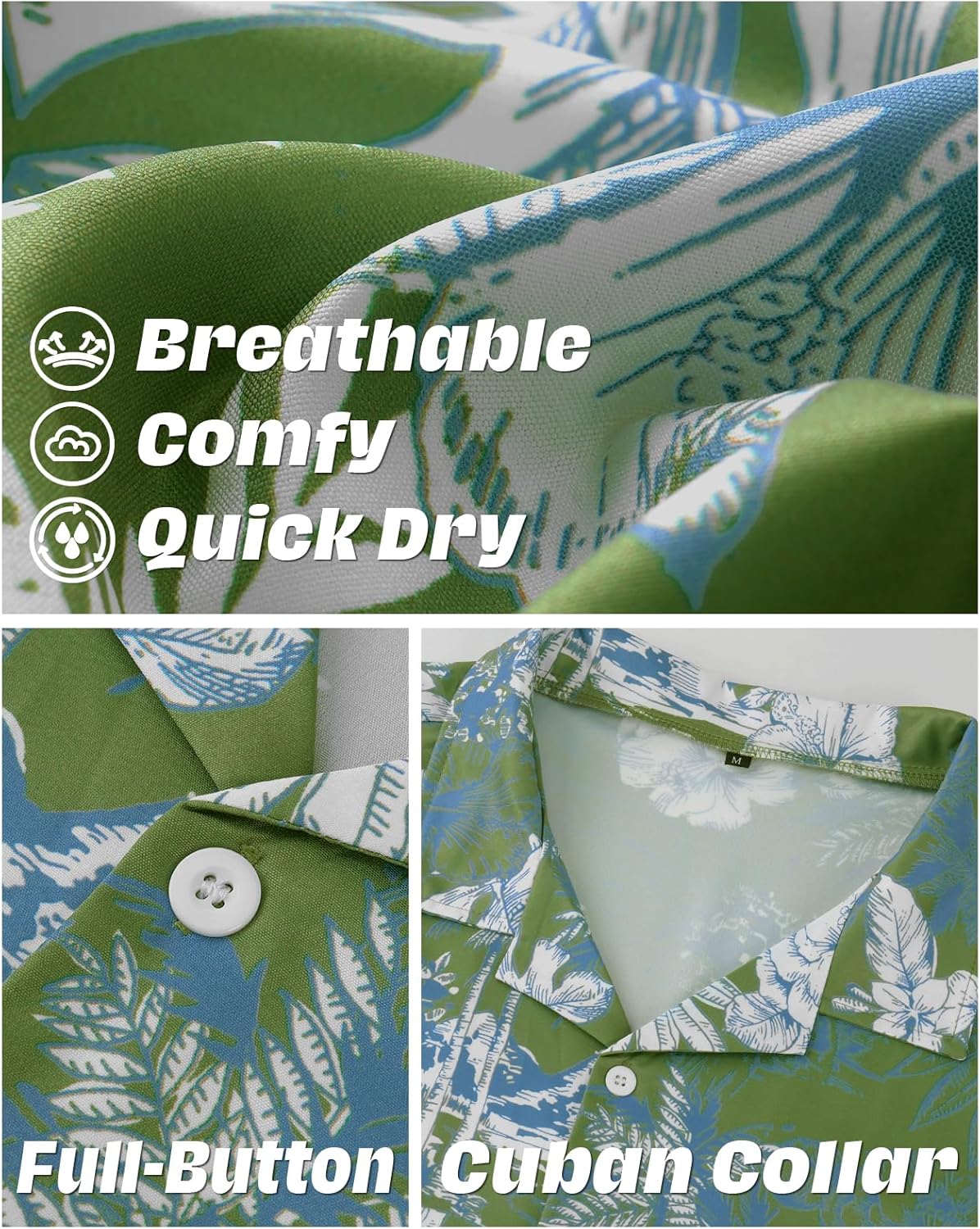 HMIYA Herren Hawaiihemden Kurzarm Button-Up Hemd Herren S-3XL