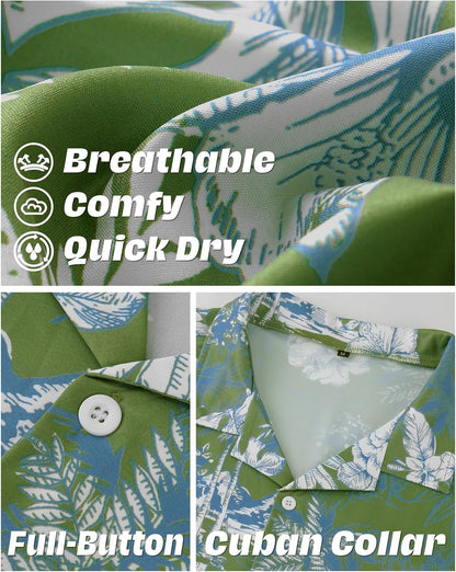 HMIYA Herren Hawaiihemden Kurzarm Button-Up Hemd Herren S-3XL