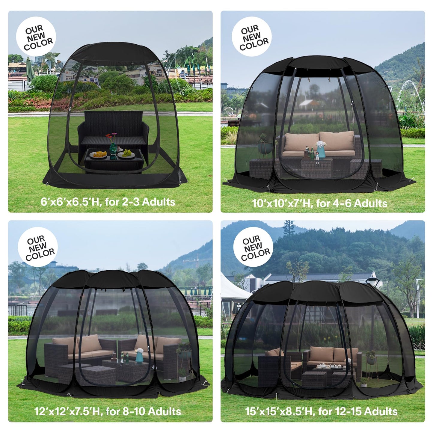 Alvantor Pop Up Screen House Tent, Instant Outdoor Gazebo with Mosquito Netting & UPF 50+ Sun Protection, Portable Canopy Shelter for Patio, Backyard, Camping (2-10 Person)