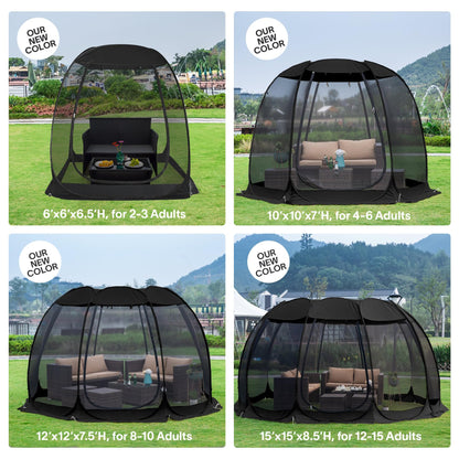 Alvantor Pop Up Screen House Tent, Instant Outdoor Gazebo with Mosquito Netting & UPF 50+ Sun Protection, Portable Canopy Shelter for Patio, Backyard, Camping (2-10 Person)