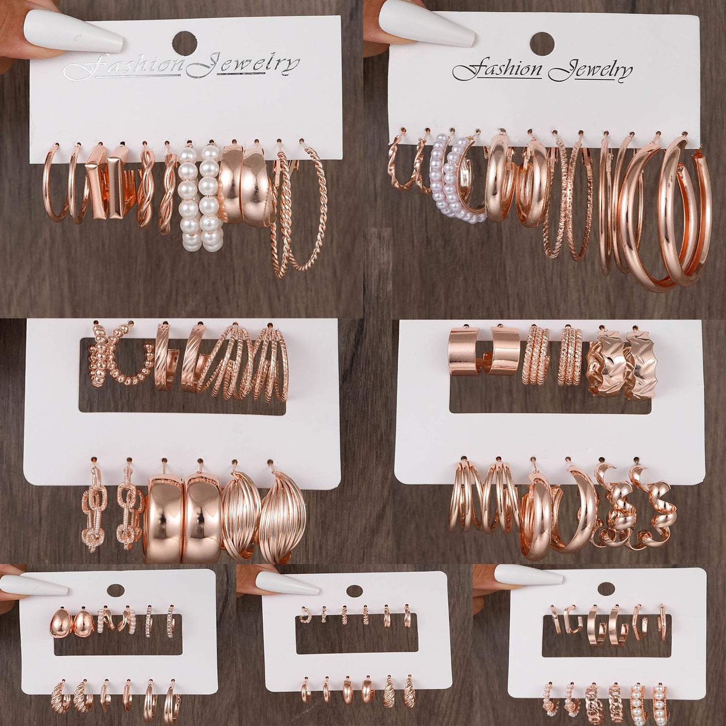 42 Paar goldene Creolen für Damen, Modisches klobiges Perlenohrring-Multipack, gedrehter Statement-Ohrring-Pack, hypoallergene kleine große Creolen für Geburtstagsfeiern (Gold-42 Paare)