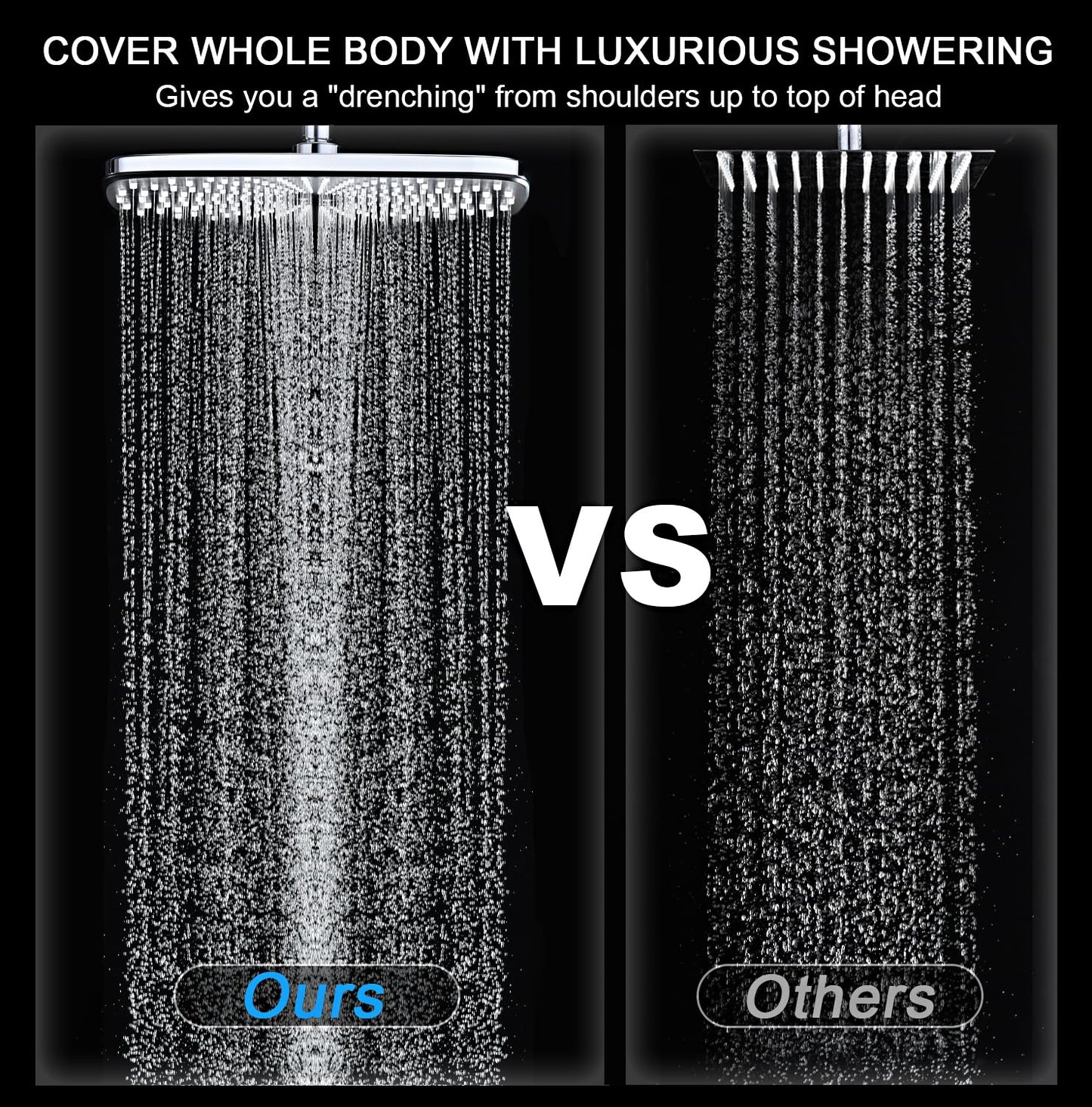 BOZYBO Rain Shower Head with Handheld: High Pressure Shower Heads with Handheld Spray Combo, 12" Rainfall Shower Head and 9 Sprays Hand Showerheads with Magnetic Docking and Power Jets, Chrome