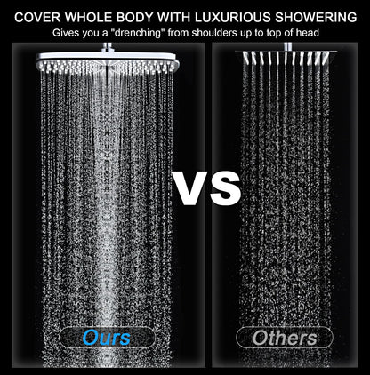 BOZYBO Rain Shower Head with Handheld: High Pressure Shower Heads with Handheld Spray Combo, 12" Rainfall Shower Head and 9 Sprays Hand Showerheads with Magnetic Docking and Power Jets, Chrome