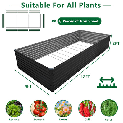 DIIYIV Galvanized Raised Garden Bed Kit Outdoor Patio,6x3x2ft Large Rectangular Metal Planter Boxes,Deep Root Box Planter for Gardening,Vegetables,Flowers,Herbs-Silver