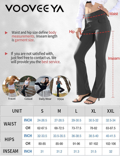 VOOVEEYA Lässige Bootcut Yoga-Hose für Damen, 4 Taschen – Schlagleggings, High Waist, Bauchkontrolle, Bootleg-Arbeitshose