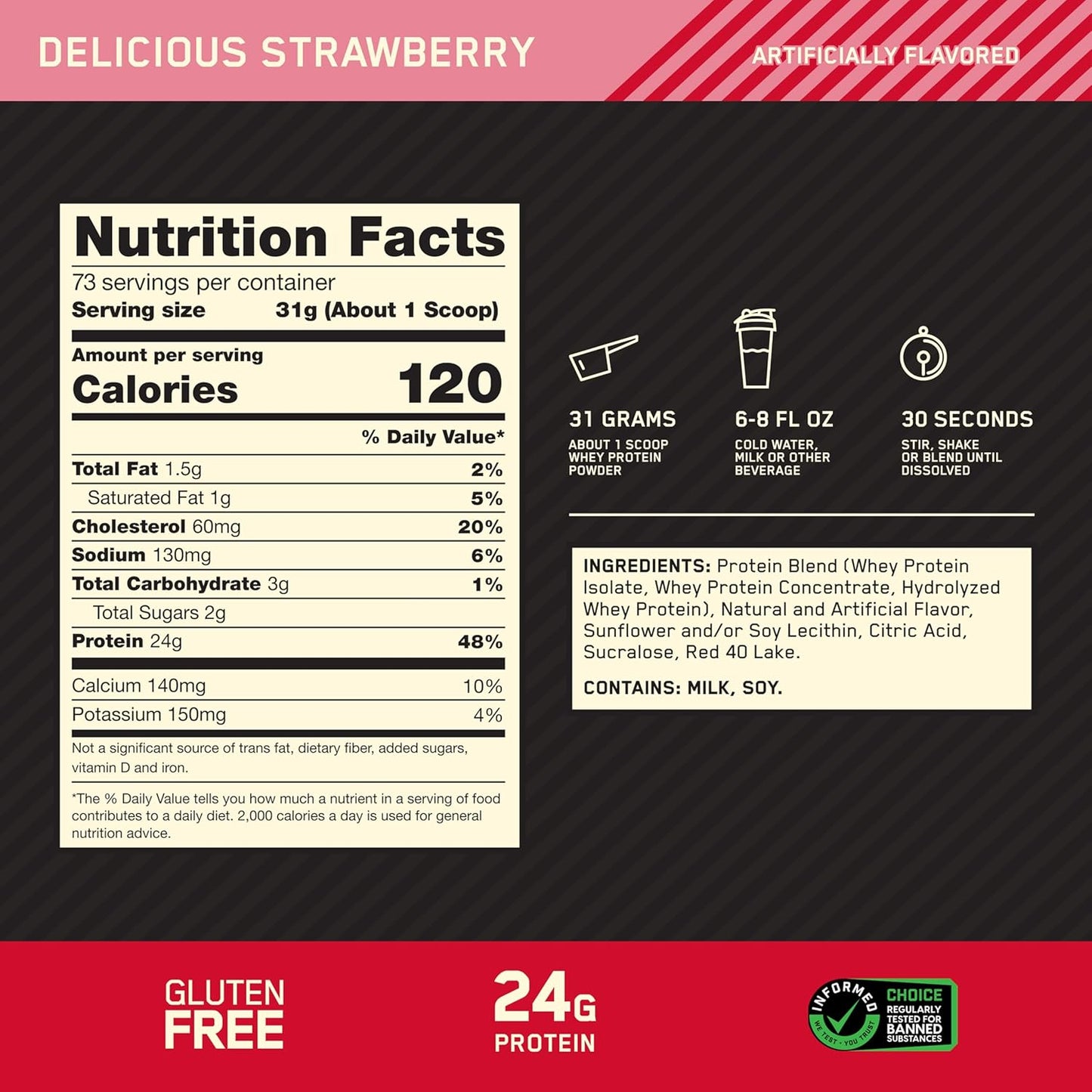OPTIMUM NUTRITION Gold Standard 100% Whey Protein Powder, Banana Cream, 907g - [packaging may vary]