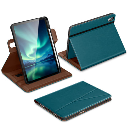 DTTO for iPad A16 Case, iPad 11th / 10th Generation Case (2025/2022), 360 Degree Rotating Premium Leather Folio Stand Cover with Pencil Holder, Brown