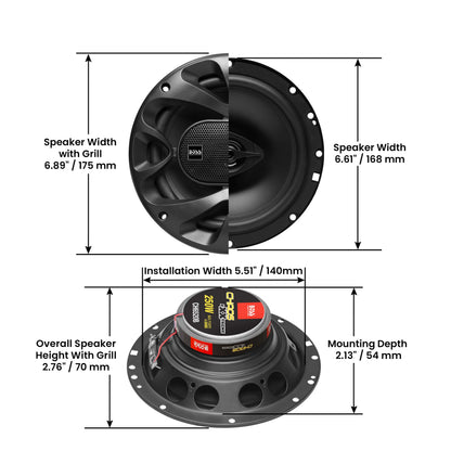 BOSS Audio Systems CH6530 Chaos Series 6,5 Zoll Auto Lautsprecher - 300 Watt (Paar), 3 Wege, Full Range, Hochtöner, Koaxial, Paarweise verkauft