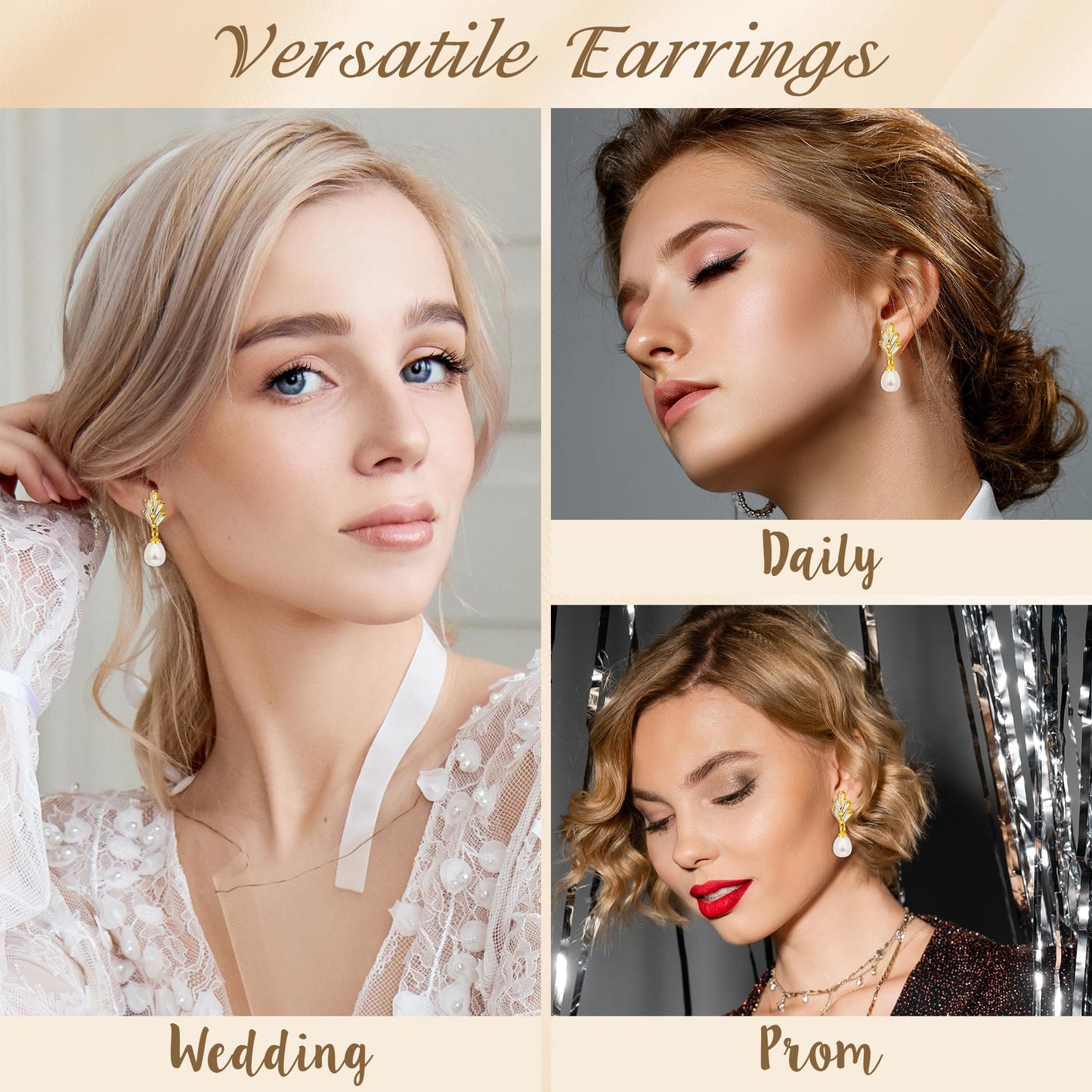 Trinckle Silber Tropfenohrringe mit Perlen, Silber Hängeohrringe für Frauen 5mm Brautperlen Lange Ohrringe für Muttertag, Weiß Boho Accessoires Hochzeitsschmuck, Silber Statement Ohrringe für Abschlussball Geburtstag