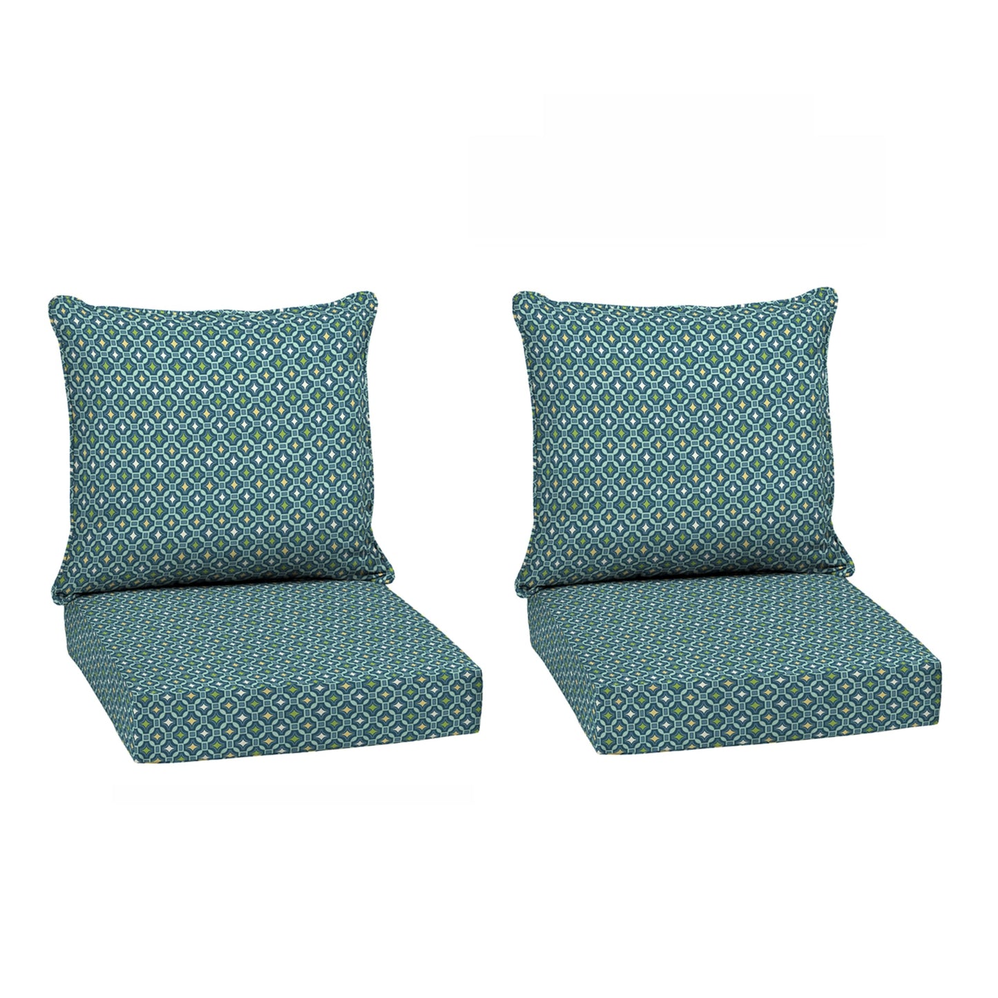 Arden Outdoor Foam Deep Seat Cushions Set, 24x24, Premium High-Density Foam, Never Flattens, Weather-Proof for Patio Chair Sofa Couch, Blue Shibori Stripe