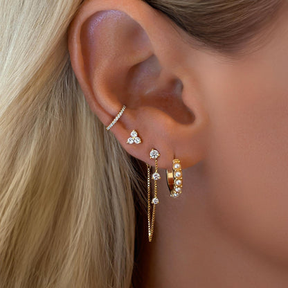 Gold Earrings For Women, Dainty Huggie Earrings Stack 14K Gold Plated Pearl Dangle Earrings for Women Trendy Cute Hypoallergenic Unique Gold Earring Stack Fashion Gold Jewelry Gifts