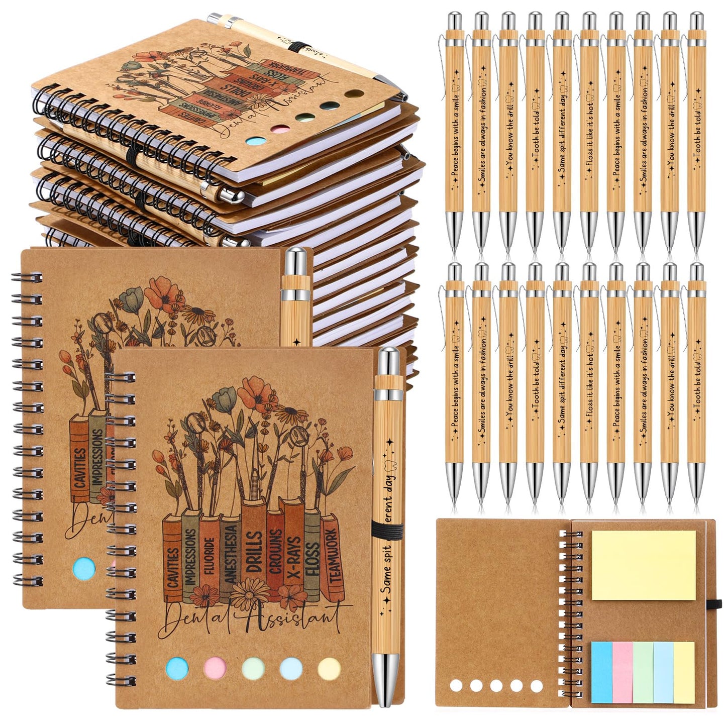 Jetec 48 Set 2026 CNA Week Gifts Bulk Nurse Appreciation Gift Set Small Inspirational Kraft Spiral Nursing Notebooks with Sticky Notes Pens for Healthcare Medical Hospital Coworker Staff Office
