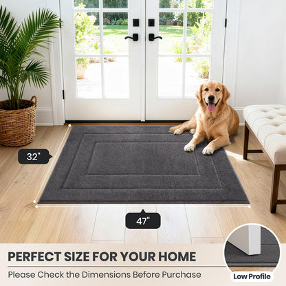 PURRUGS Dirt Trapping Door Mat 32" x 70", Non-Slip/Skid Machine Washable Entryway Rug, Dog Doormat, Super Absorbent Welcome Mat for Muddy Wet Shoes and Paws, Grayish Brown